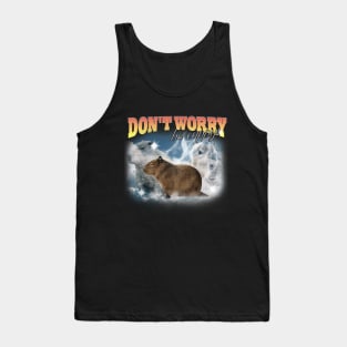 Cabybara Vintage 90s Bootleg Style T-Shirt, don't worry be cappy Shirt, Funny Capybara Meme Tank Top